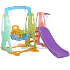 Детская горка-качель B0903-3, горка-качель B0903-3 с баскетбольным кольцом